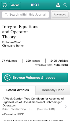 【免費書籍App】Integ Eqns and Operator Theory-APP點子