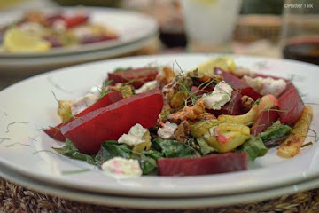 Wilted Red Chard with Fennel and Roasted Beets