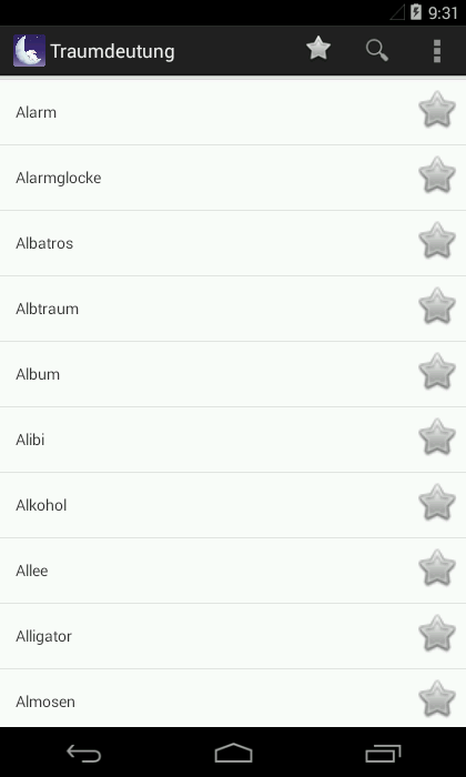 Android application Dreams Book screenshort
