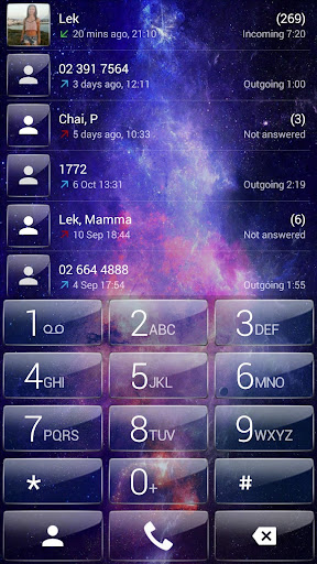 Dialer theme Galaxy Glass