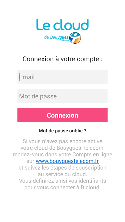 Android application B.cloud screenshort