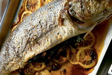 Baked sea bass with lemon & herbs (with Tarator sauce)