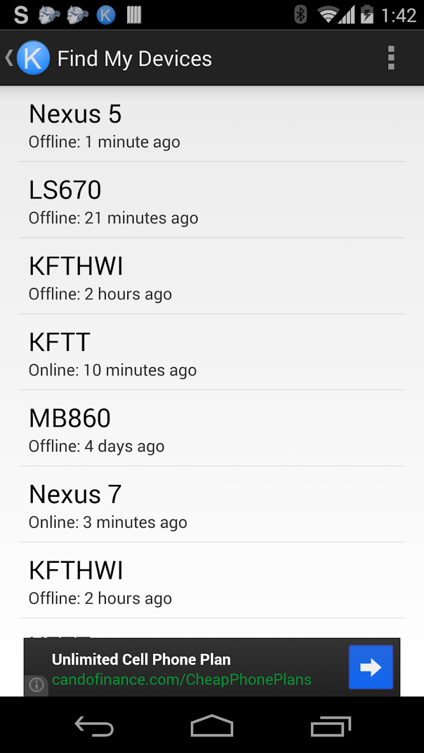 Find My Android/Kindle Screen 2