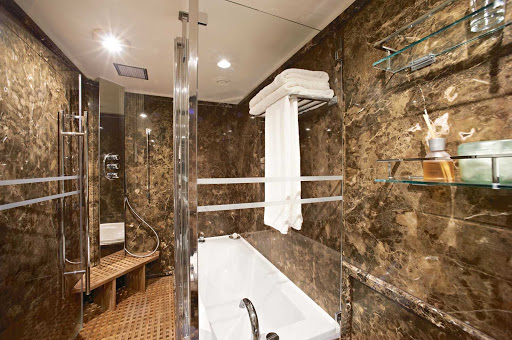 The Owner's Suite features luxurious accomodations that include a full marbled bathroom with seperate shower and tub.