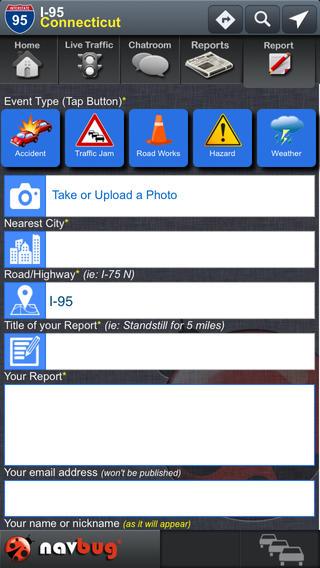 Navbug Traffic Reports Screen 3