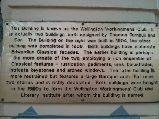 Wellington Workingmens' Plaque