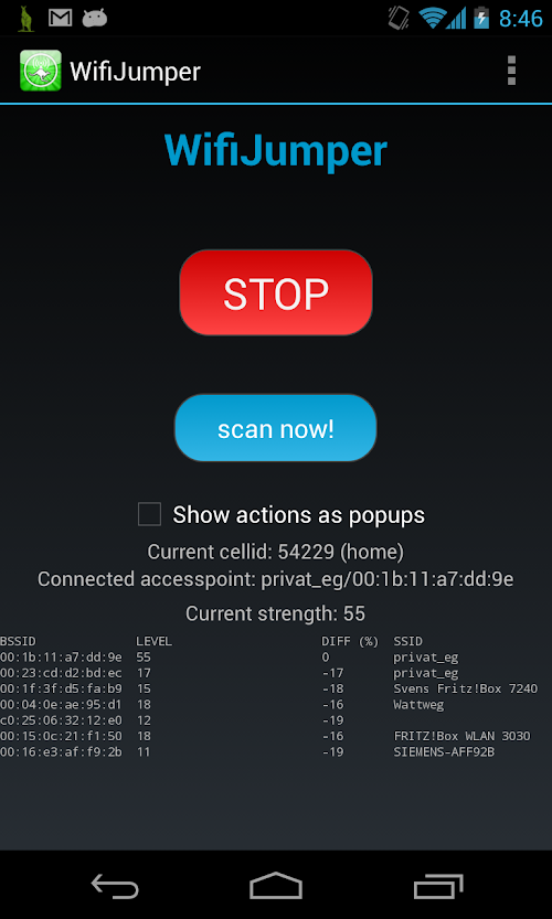 Android application Wifi Jumper screenshort