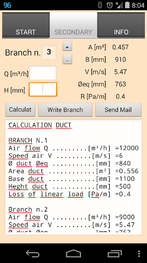 Duct Calc constant pressure