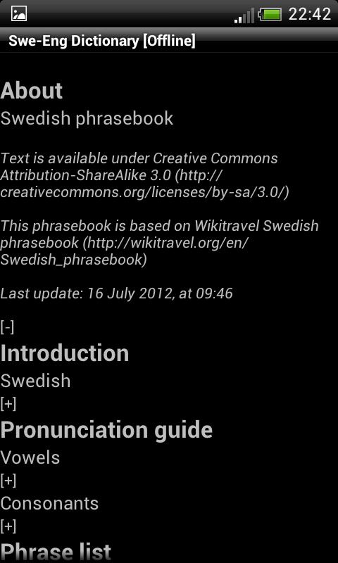 Android application Swedish-English Dict. (Donate) screenshort