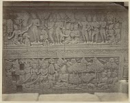 Basreliëf in de muur aan de noordzijde van de Borobudur
