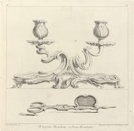 Ontwerp voor een tweearmige kandelaber en een snuiter