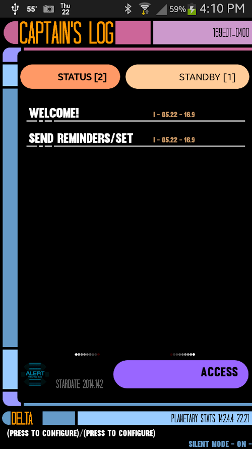 Android application Captains Log / Trek Reminders screenshort
