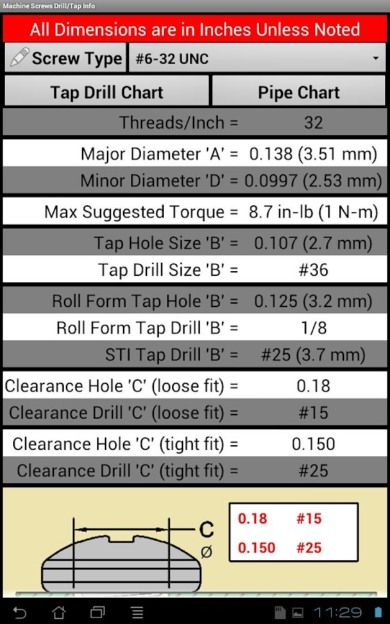 Machine Screws Drill/Tap Info APK by JimsJump Details