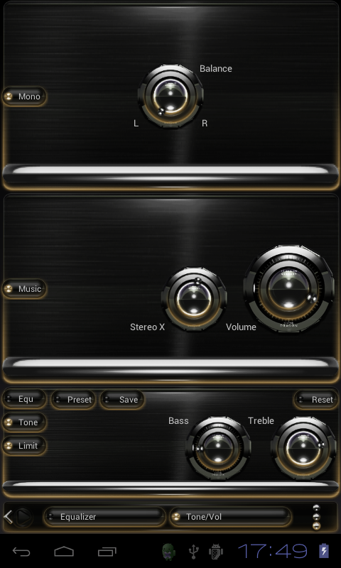 Poweramp skin Gold Glow Screen 3