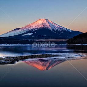 Mt Fuji in the Mirror by Nyoman Sundra - Landscapes Mountains & Hills