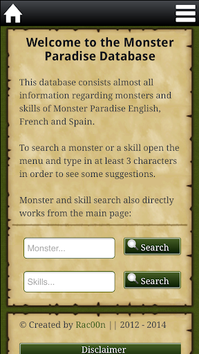 Database for Monster Paradise