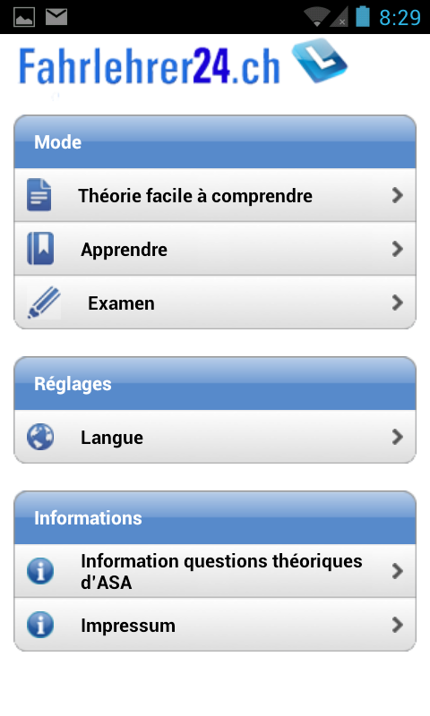Android application Driving school theory screenshort