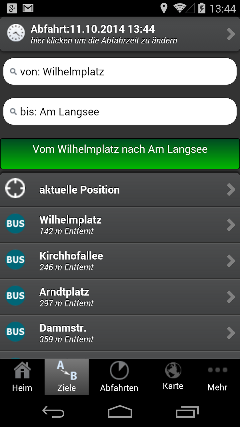 A+ Kiel Trip Planner Screen 2