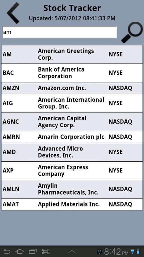 Stock Tracker Screen 2