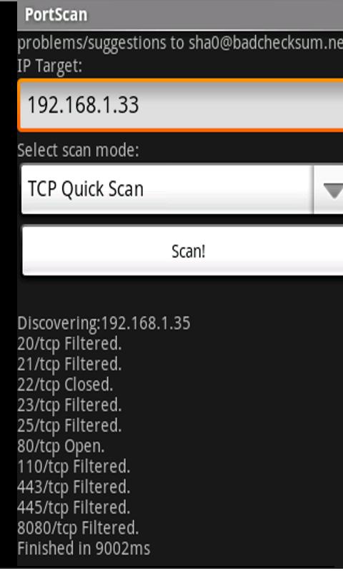 PortScan Screen 2