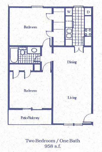 Go to Two Bed, One Bath Floorplan page.