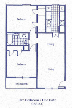 Go to Two Bed, One Bath Floorplan page.
