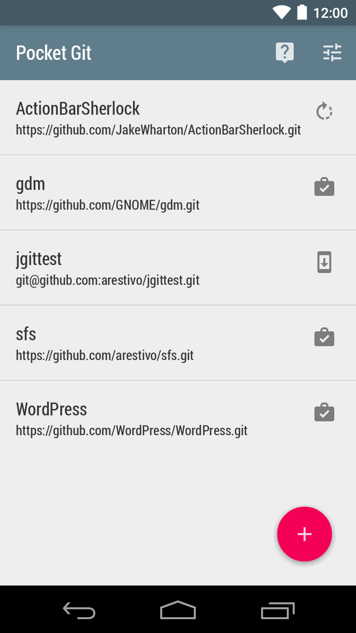 Android application Pocket Git screenshort
