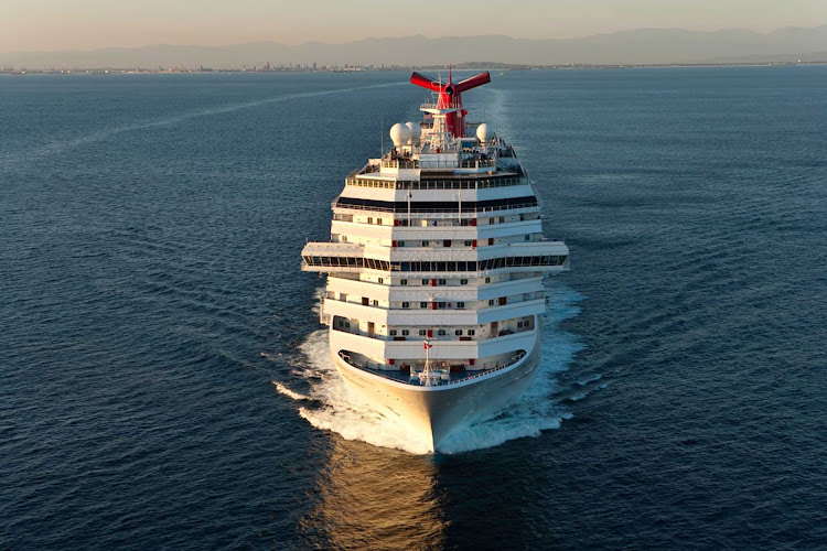 Carnival Splendor approaches Long Beach Harbor in Southern California. 