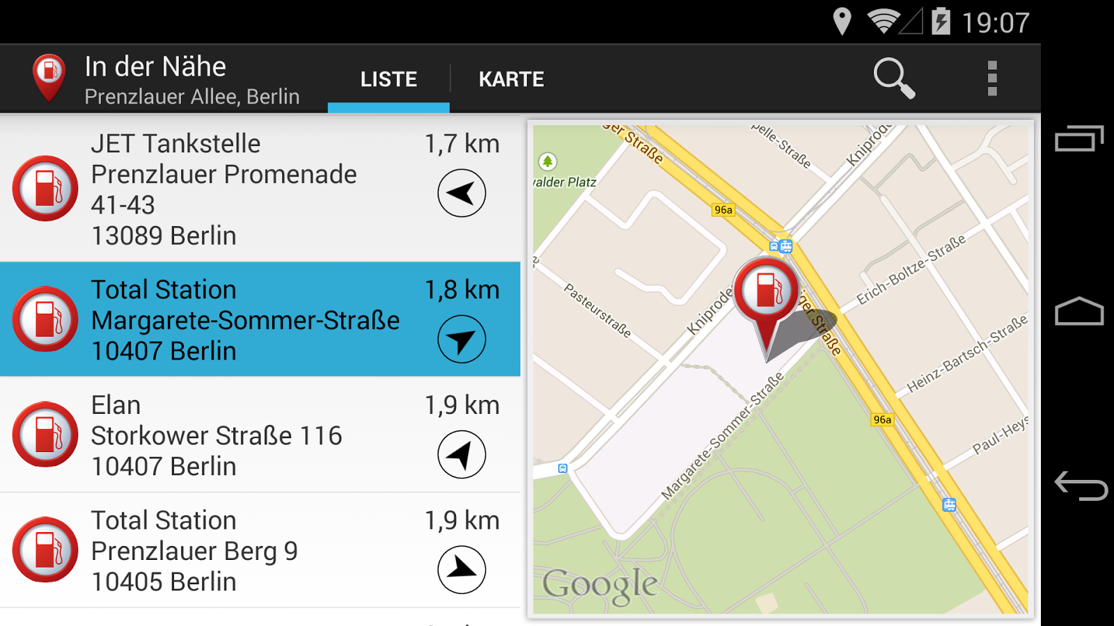 Tankstellen in der Nähe AndroidApps auf