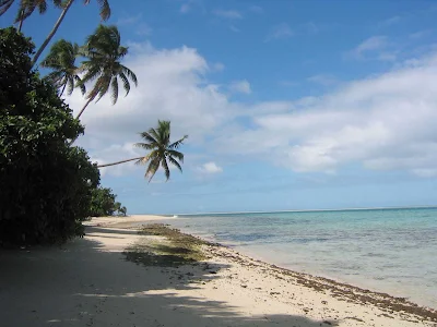 A beach on Leleuvia, Fiji.