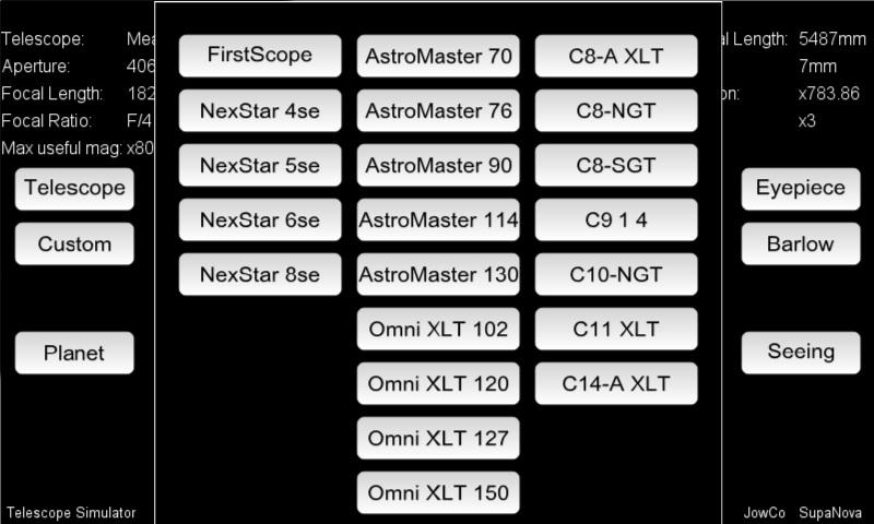 Telescope Simulator Screen 2