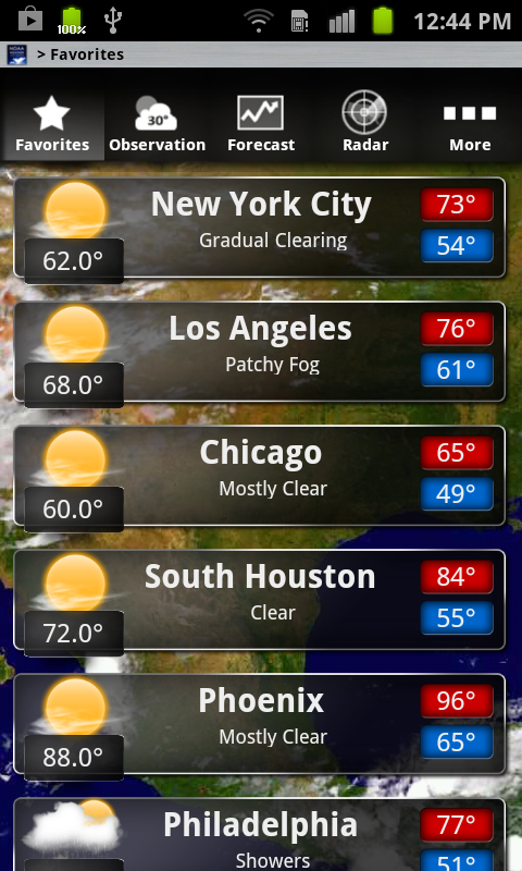 Android application NOAA Weather and Radar screenshort
