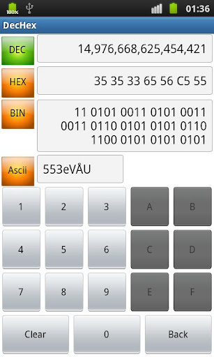 DEC HEX BIN ASCII Converter