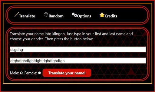 Klingon Name Translator