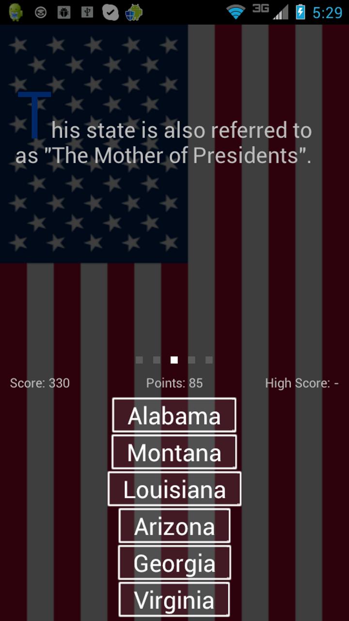 Guess U.S. - US States Trivia Screen 3