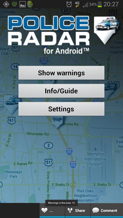 Android application Police traps and Speed cams screenshort