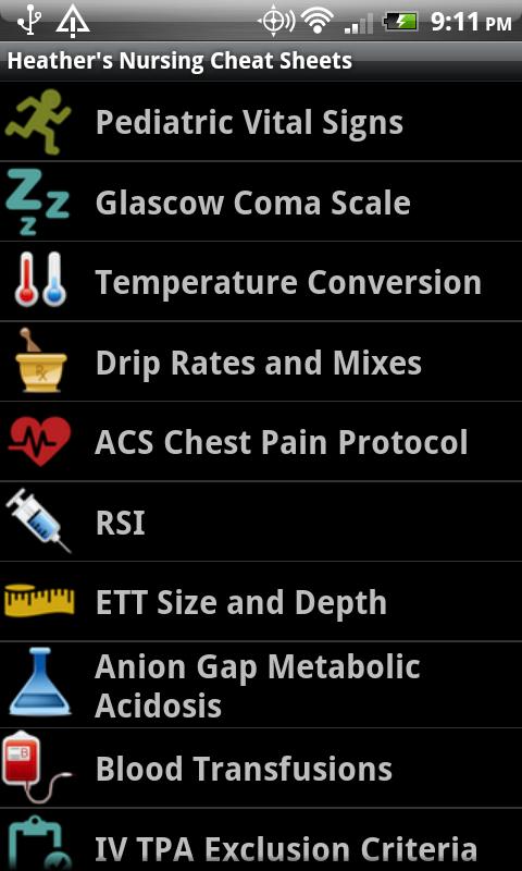 Android application Heathers Nursing Cheat Sheets screenshort