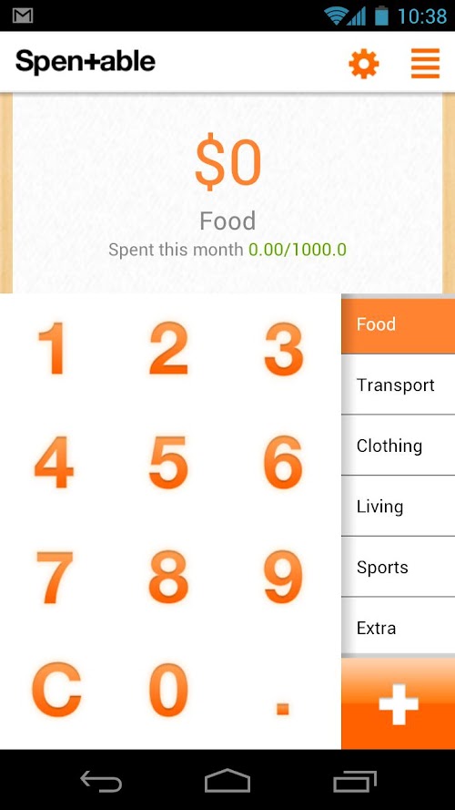 Android application Spentable Pro screenshort
