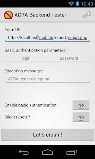 MABL ACRA Backend Tester