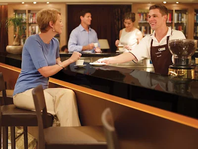 Enjoy your mornings at the coffee bar aboard your Seabourn cruise.