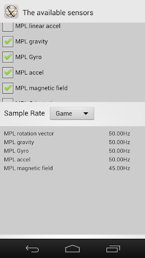 Check the sensor sampling rate