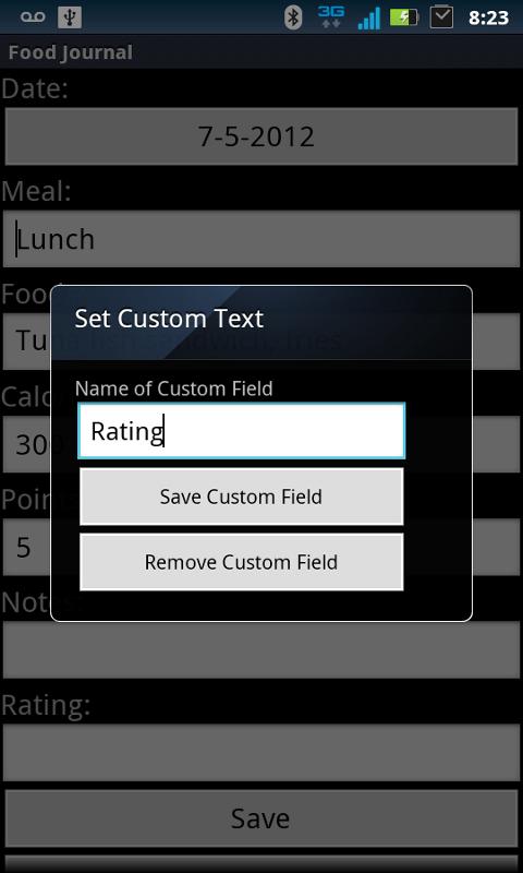 Food Journal Screen 2