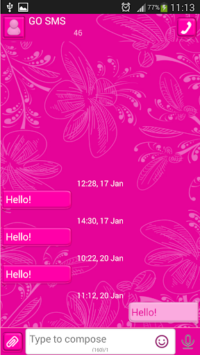 GO SMS Proのピュアピンク