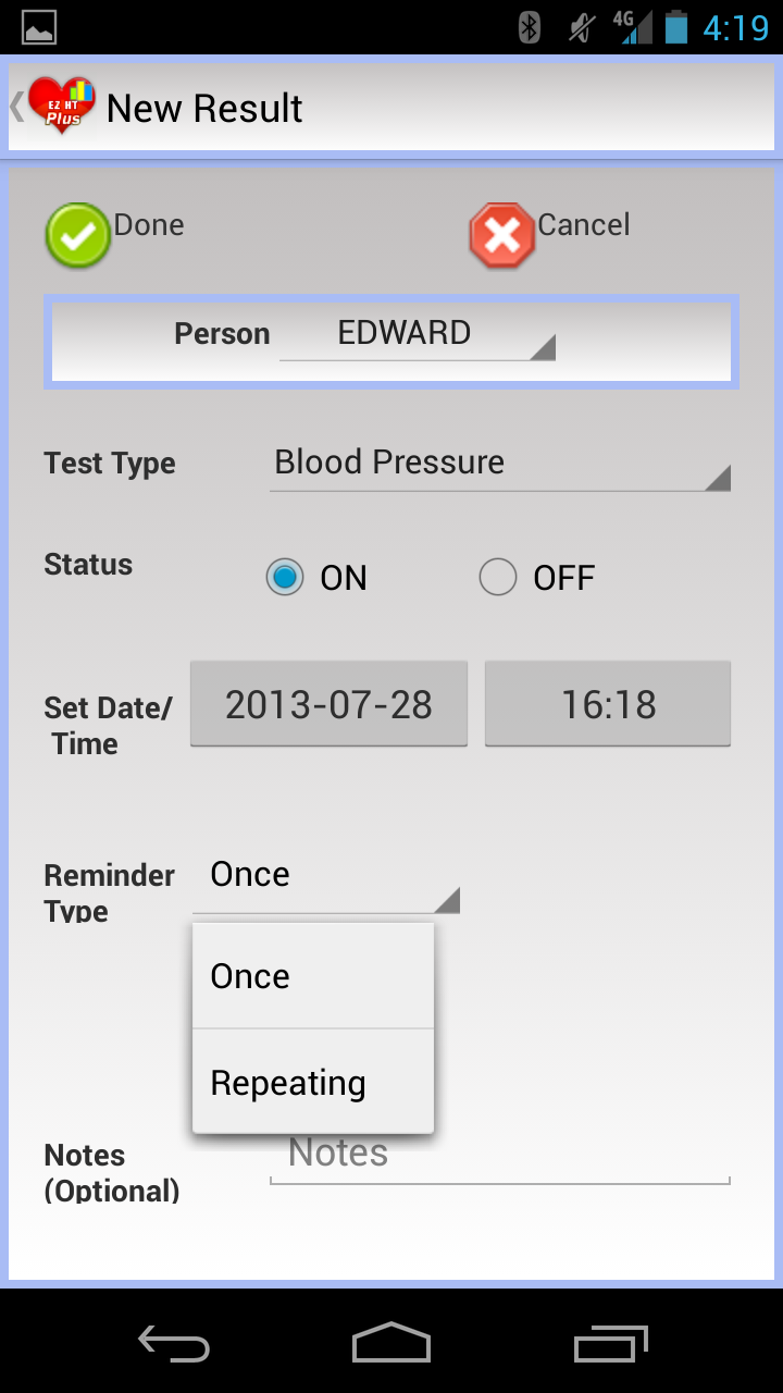 EZ Health Tracker Plus Screen 3