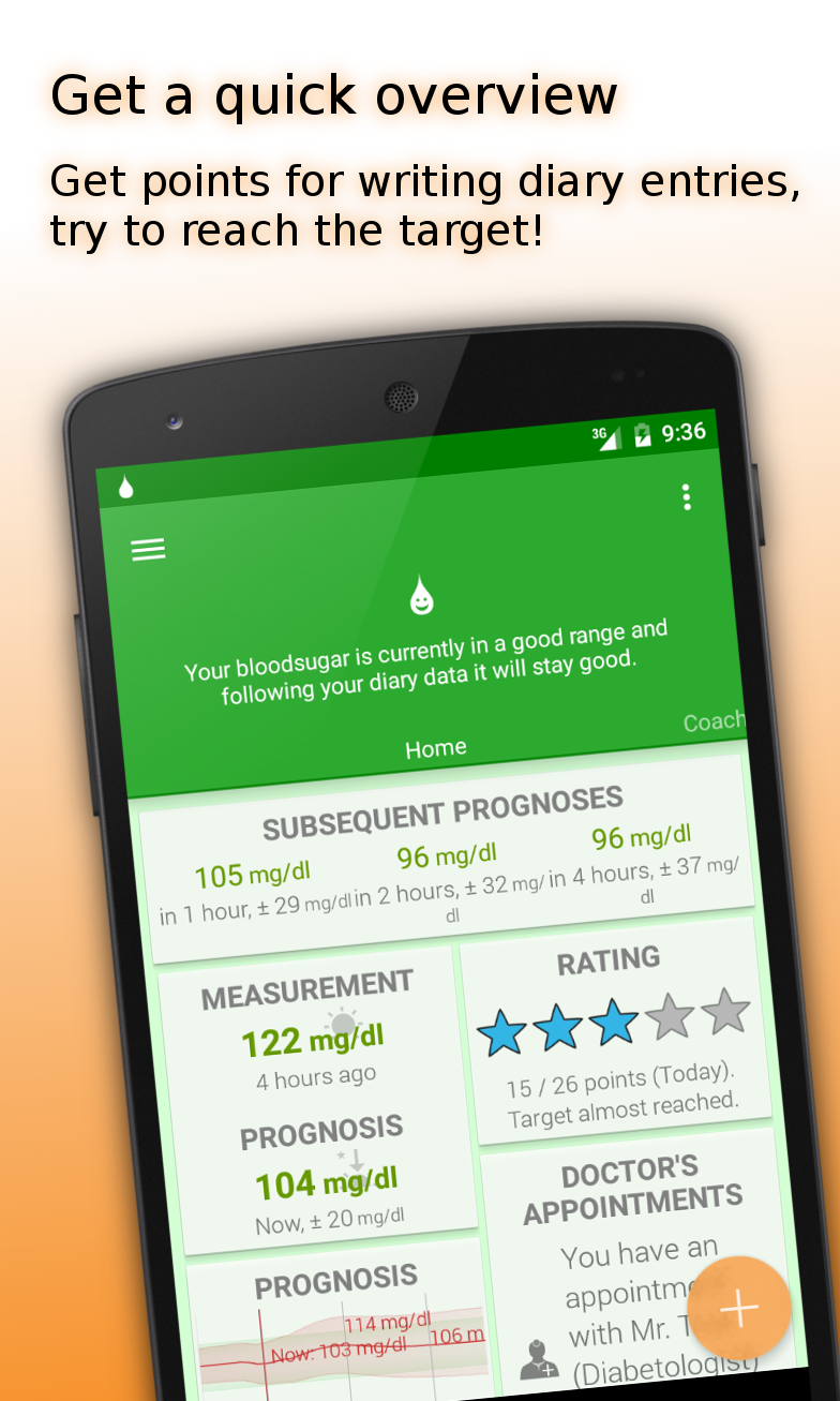 Diabetes Coach (pro) Screen 1