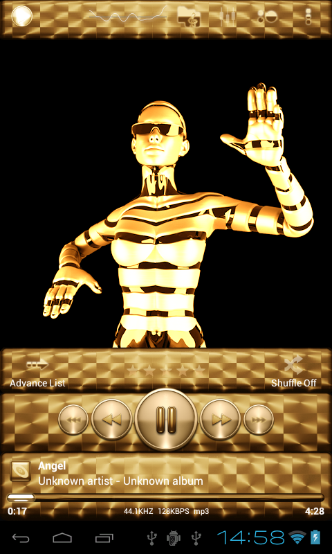 Android application Poweramp skin GOLD ROUND BRUSH screenshort