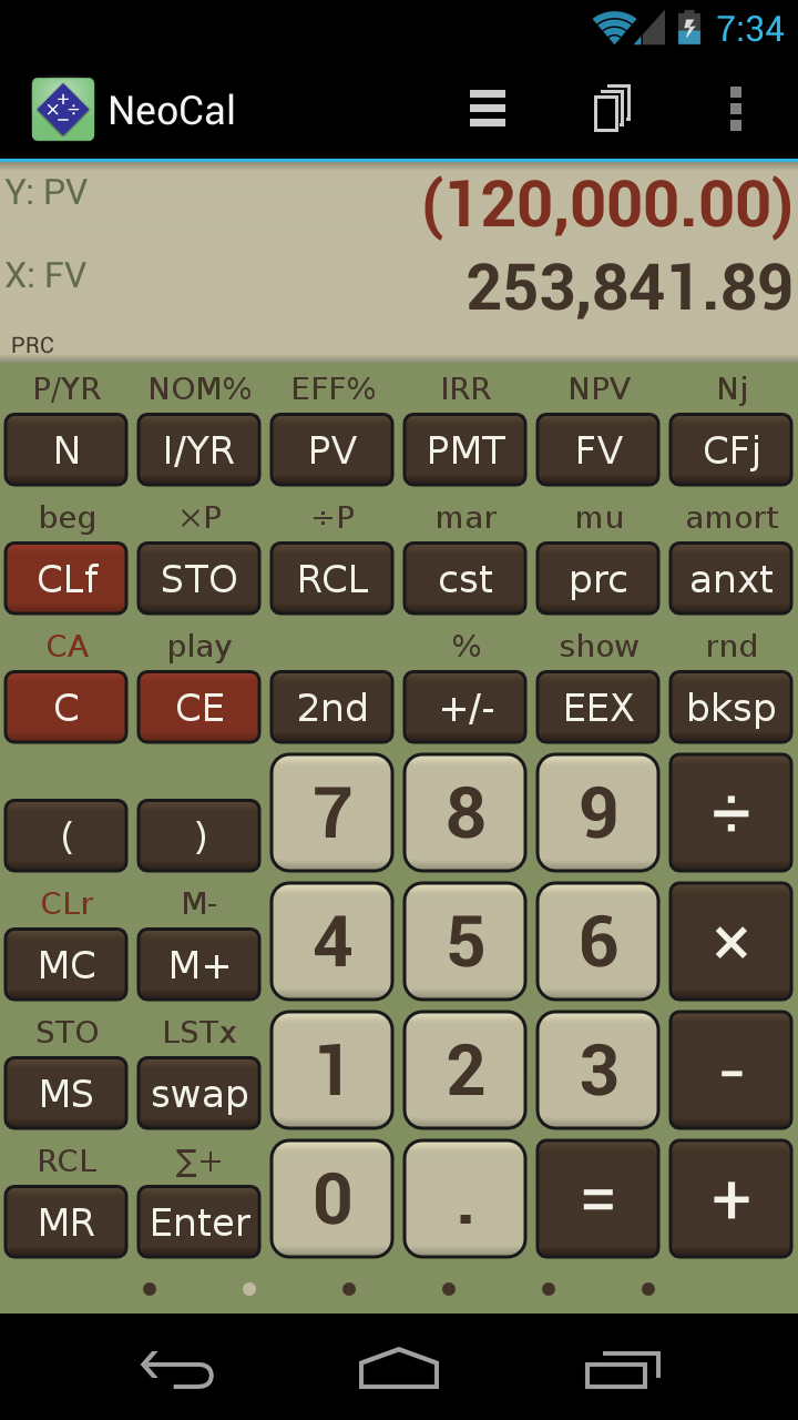 NeoCal Financial Calculator Screen 3