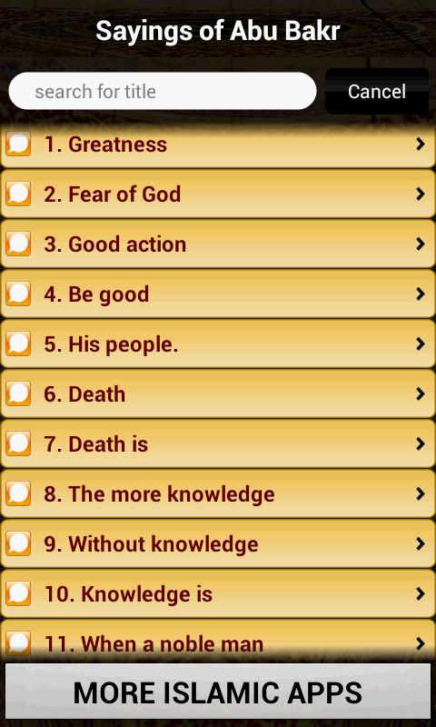 Sayings of Abu Bakr (RA) Screen 3