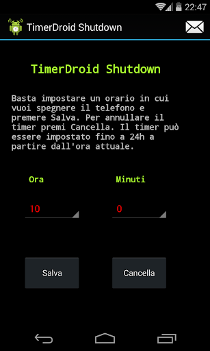 Spegnimento Telefono Timer