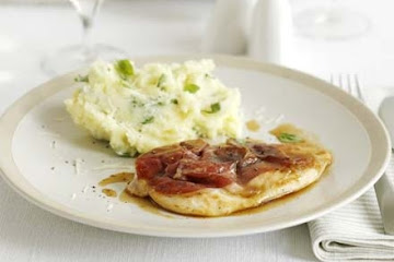 Chicken saltimbocca with basil mash